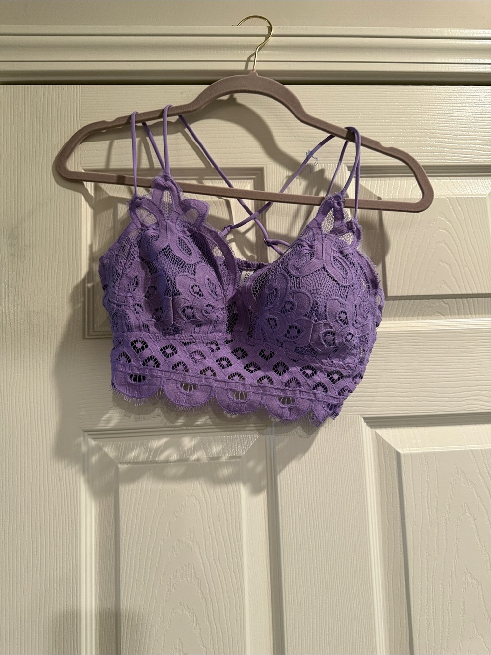 Zenana Outfitters Lavender Lace Bralette with Strappy Back